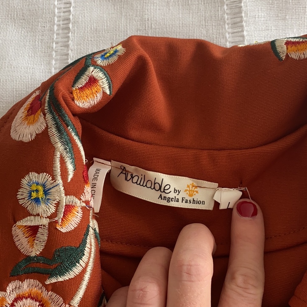 Embroidered Jacket with Asymmetrical Zipper - Picture 6 of 9